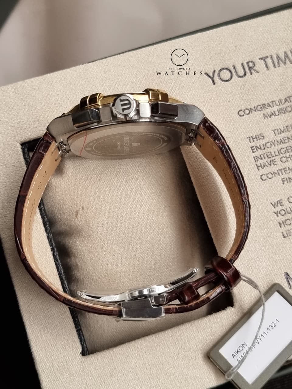 Maurice Lacroix Aikon Brown Leather Strap Silver Dial Chronograph Quartz Watch for Gents - AI1018-PVY11-132-1 - Image 5