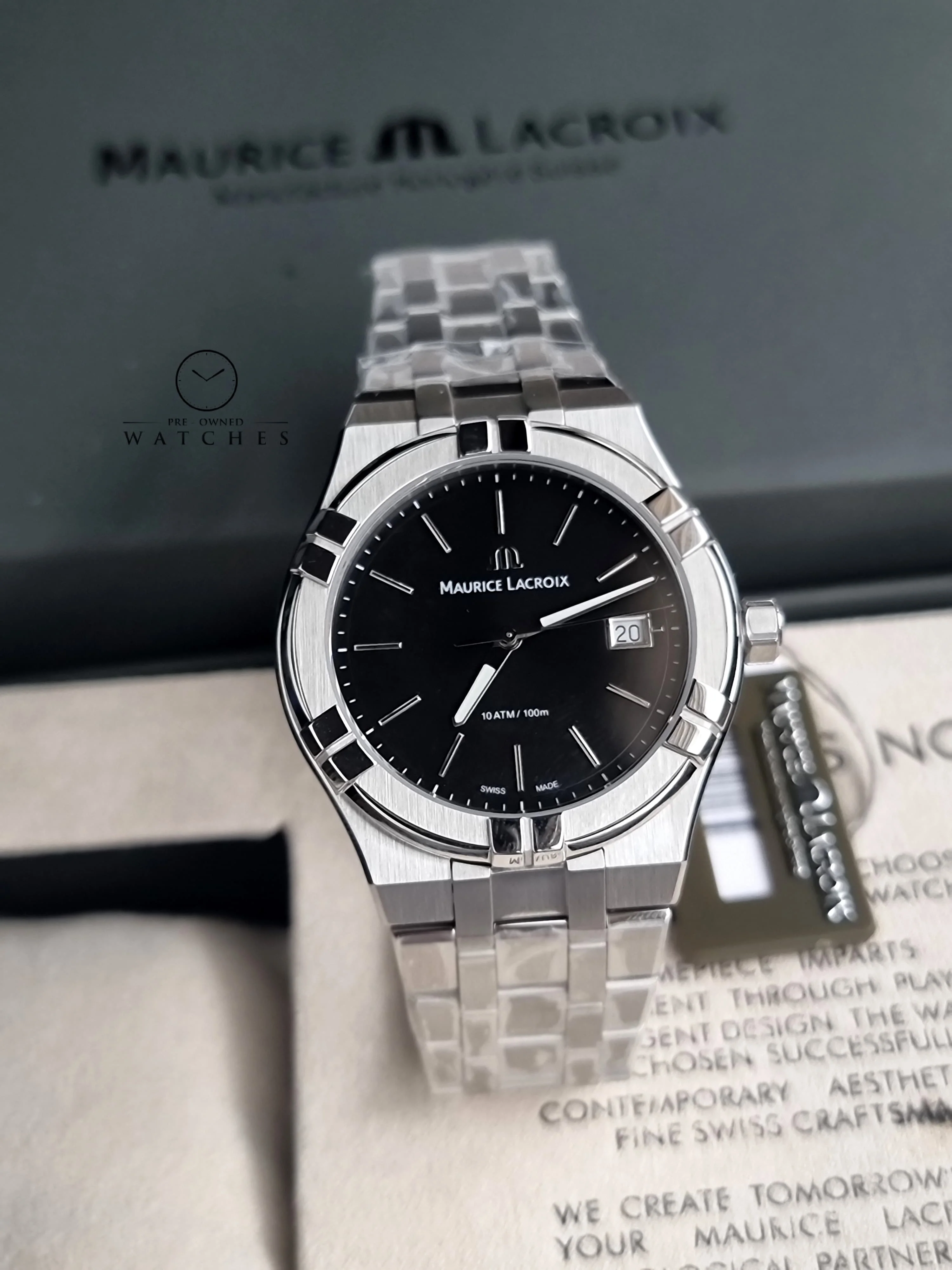 Maurice Lacroix Aikon Silver Stainless Steel Black Dial Quartz Watch for Gents - AI1108-SS002-330-1 - Image 3