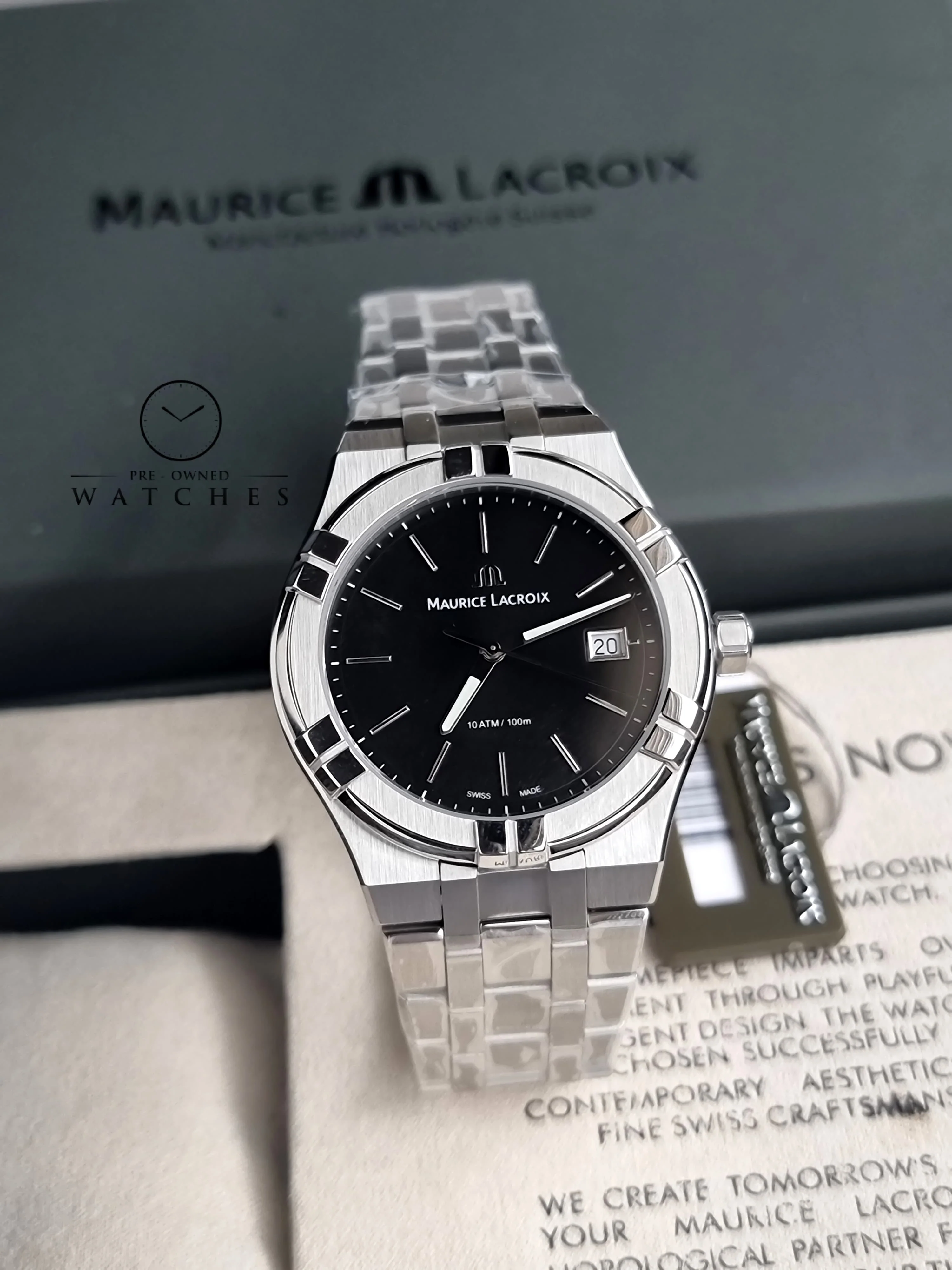 Maurice Lacroix Aikon Silver Stainless Steel Black Dial Quartz Watch for Gents - AI1108-SS002-330-1 - Image 4