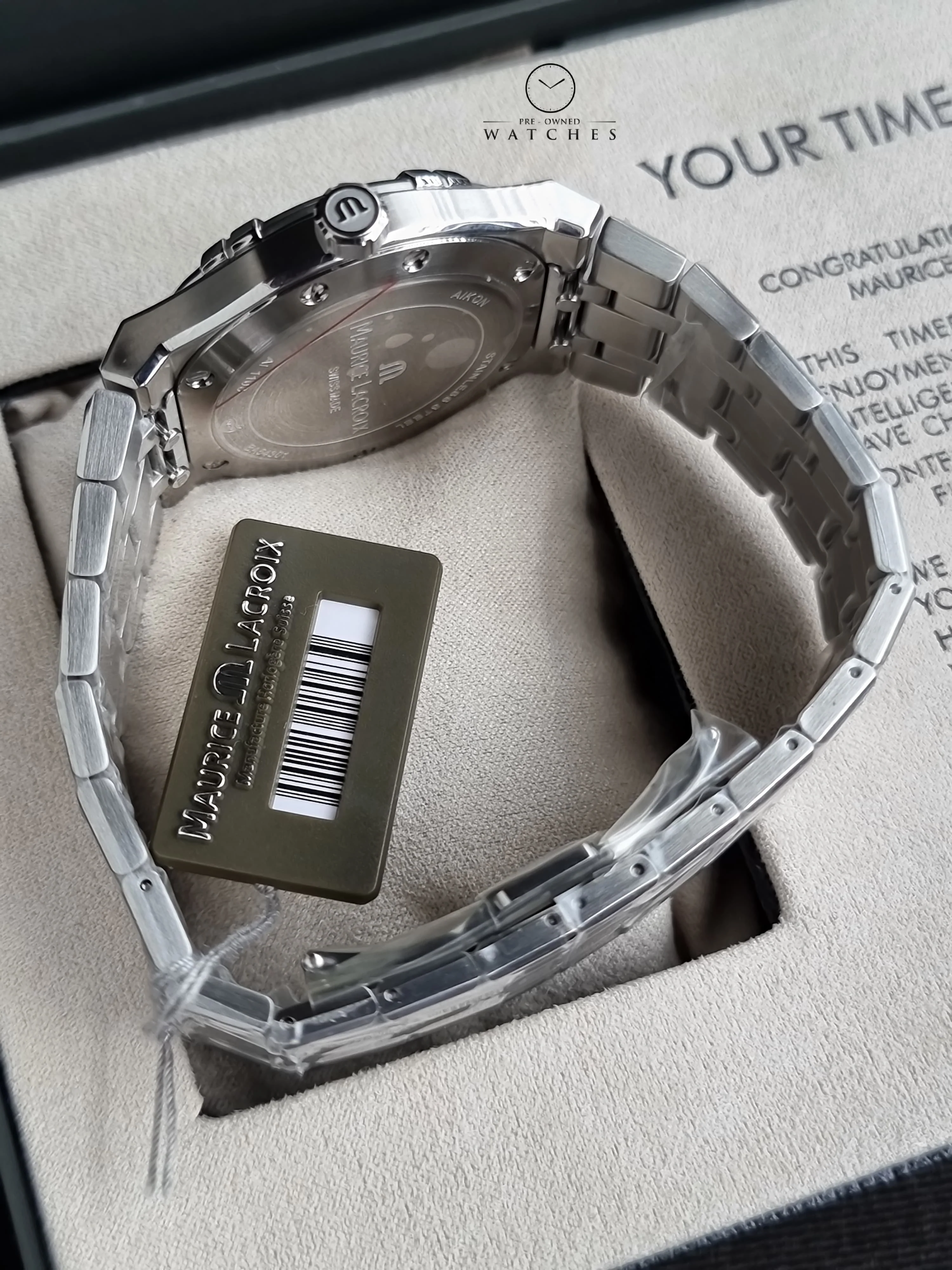 Maurice Lacroix Aikon Silver Stainless Steel Green Dial Quartz Watch for Gents - AI1108-SS002-630-1 - Image 5