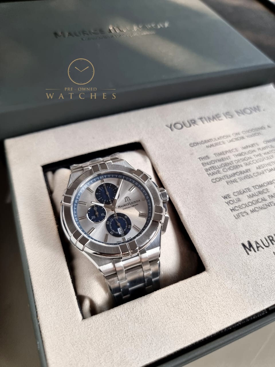 Maurice Lacroix Men’s Quartz Swiss Made Silver Stainless Steel Silver Dial 44mm Watch AI1018-SS002-131-1 - Image 3