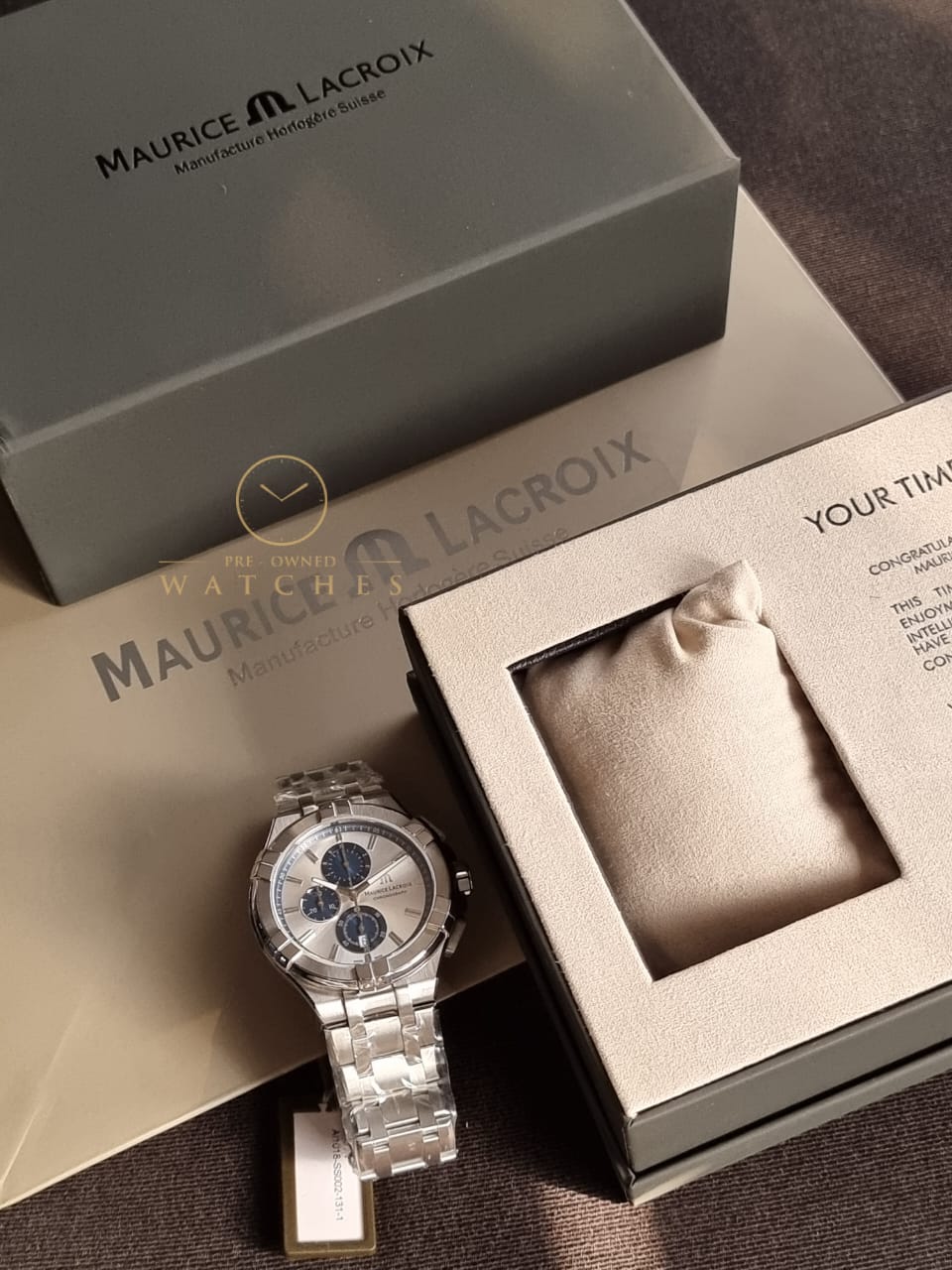 Maurice Lacroix Men’s Quartz Swiss Made Silver Stainless Steel Silver Dial 44mm Watch AI1018-SS002-131-1 - Image 4