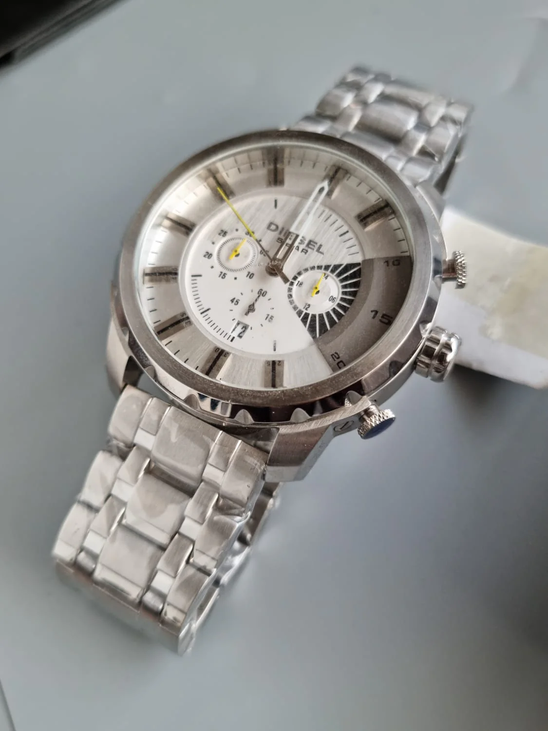 Men's Diesel Stronghold Chronograph Leather Strap Watch DZ4346 (Strap Change Orignal Chain) - Image 9