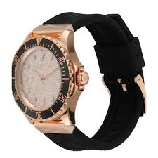 Michael Kors Everest Analog Rose Gold Dial Black Silicone Strap Watch For Women - MK7358 - Image 2