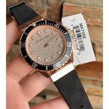 Michael Kors Everest Analog Rose Gold Dial Black Silicone Strap Watch For Women - MK7358 - Image 3