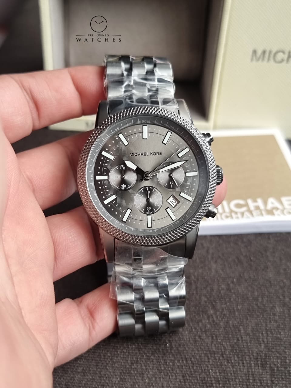 Michael Kors Hutton Gun-Metal Watch MKO1164 (WITHOUT TAG ) - Image 4