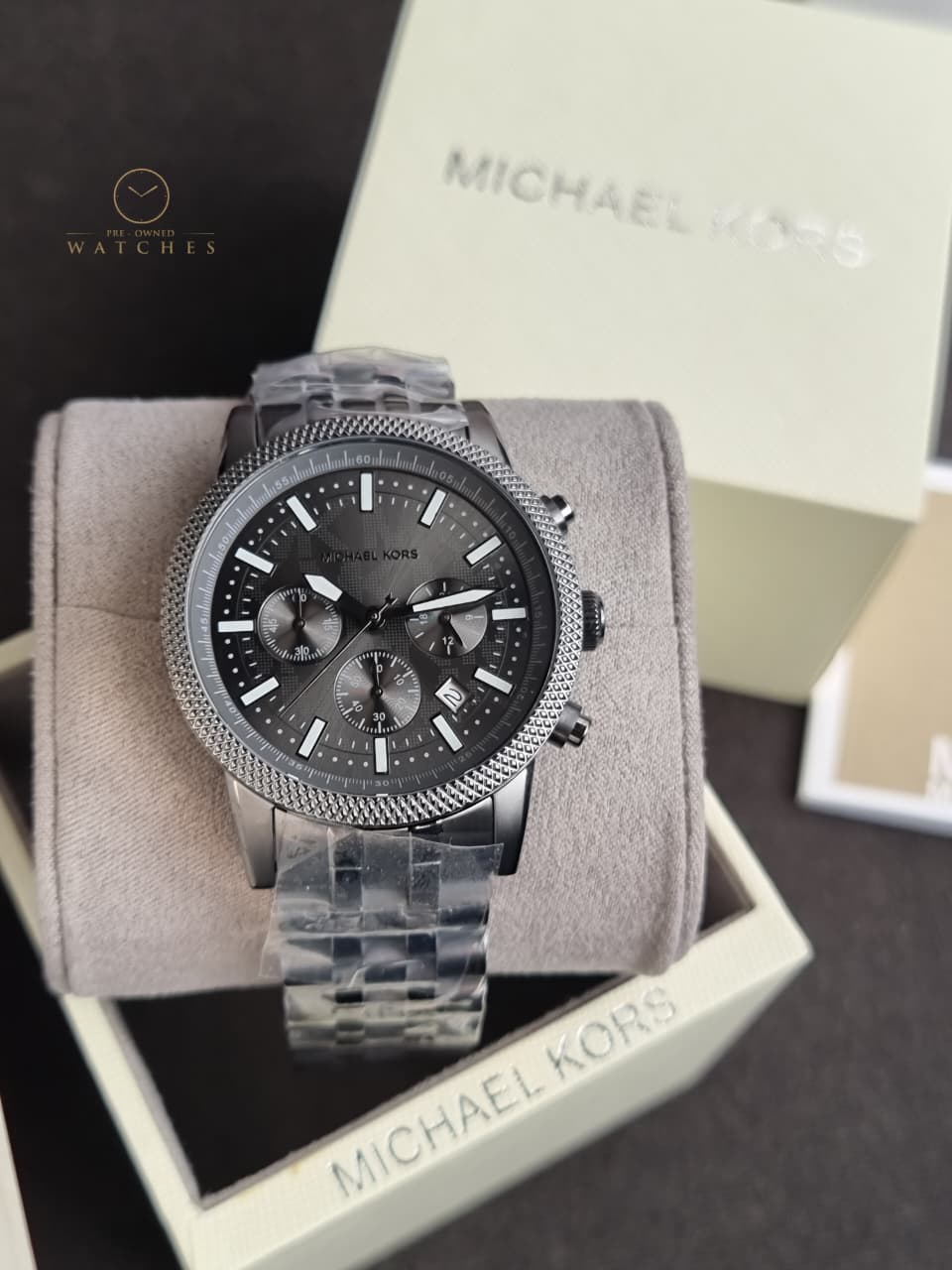 Michael Kors Hutton Gun-Metal Watch MKO1164 (WITHOUT TAG ) - Image 5