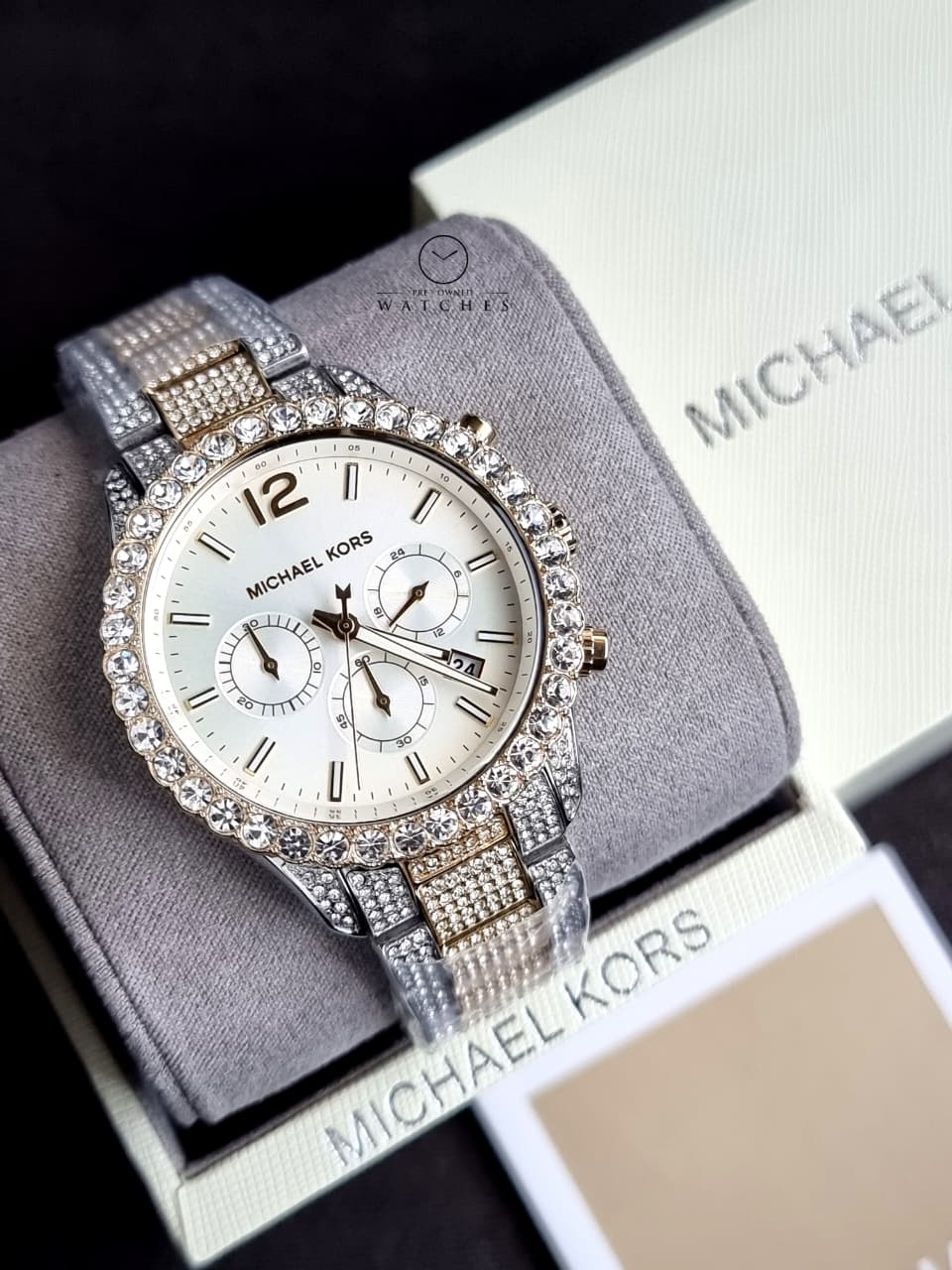 Michael Kors Layton Chronograph Crystal White Dial Ladies Watch – MK6792 - Image 4
