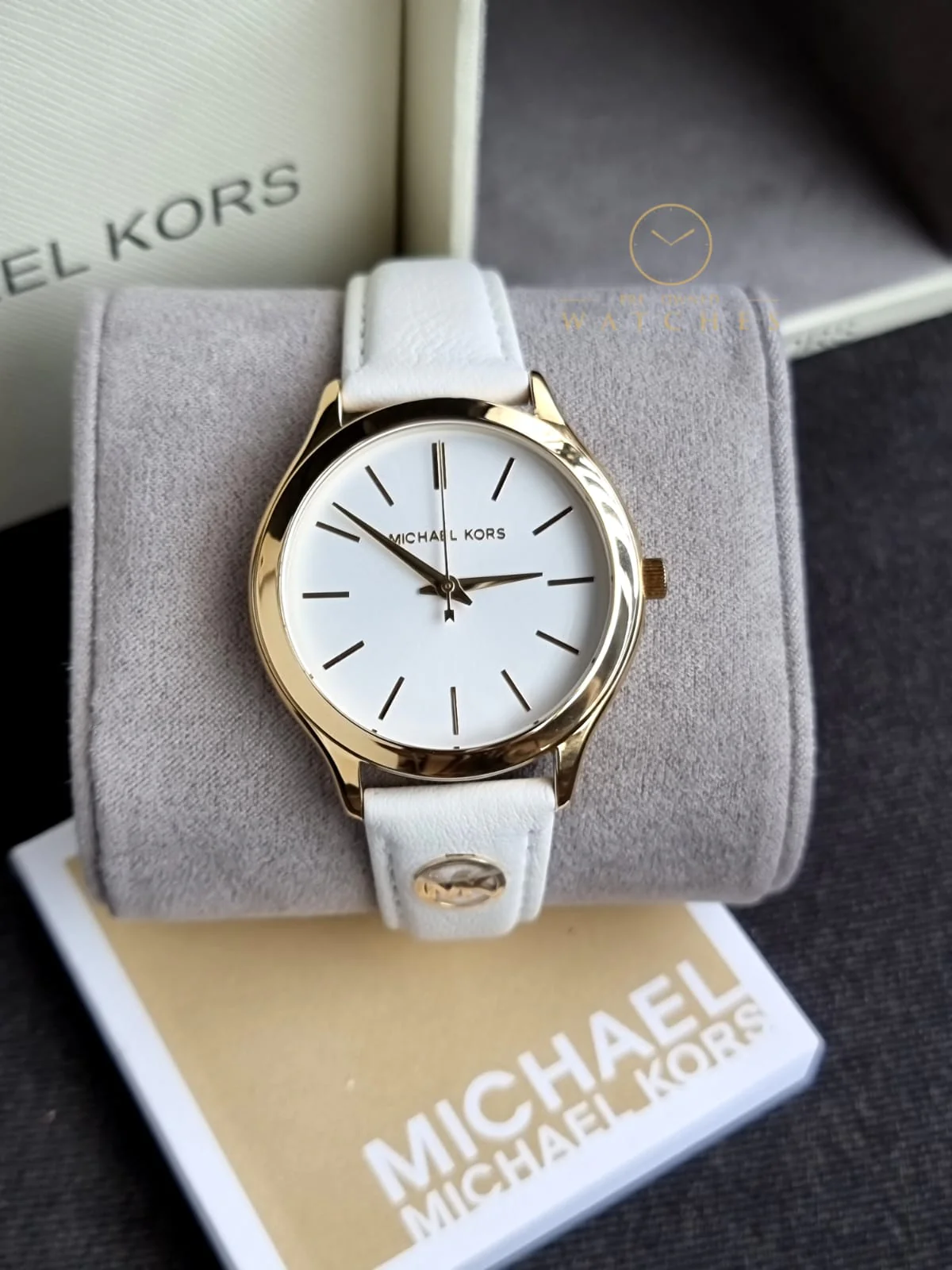 Michael Kors Leather Analog White Dial Women Watch-Mk7466 - Image 3