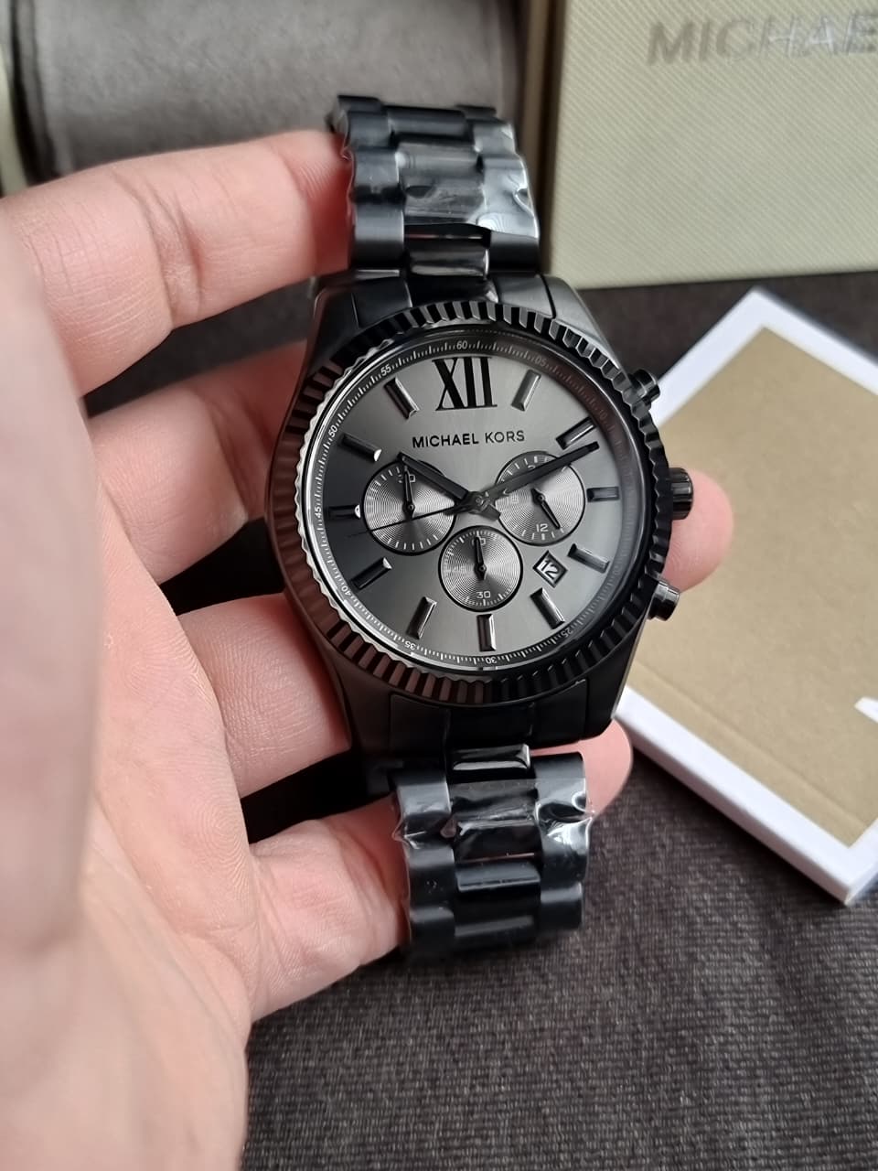 Michael Kors Lexington Chronograph Black Stainless Steel Watch mk9154 (Without tag) - Image 5