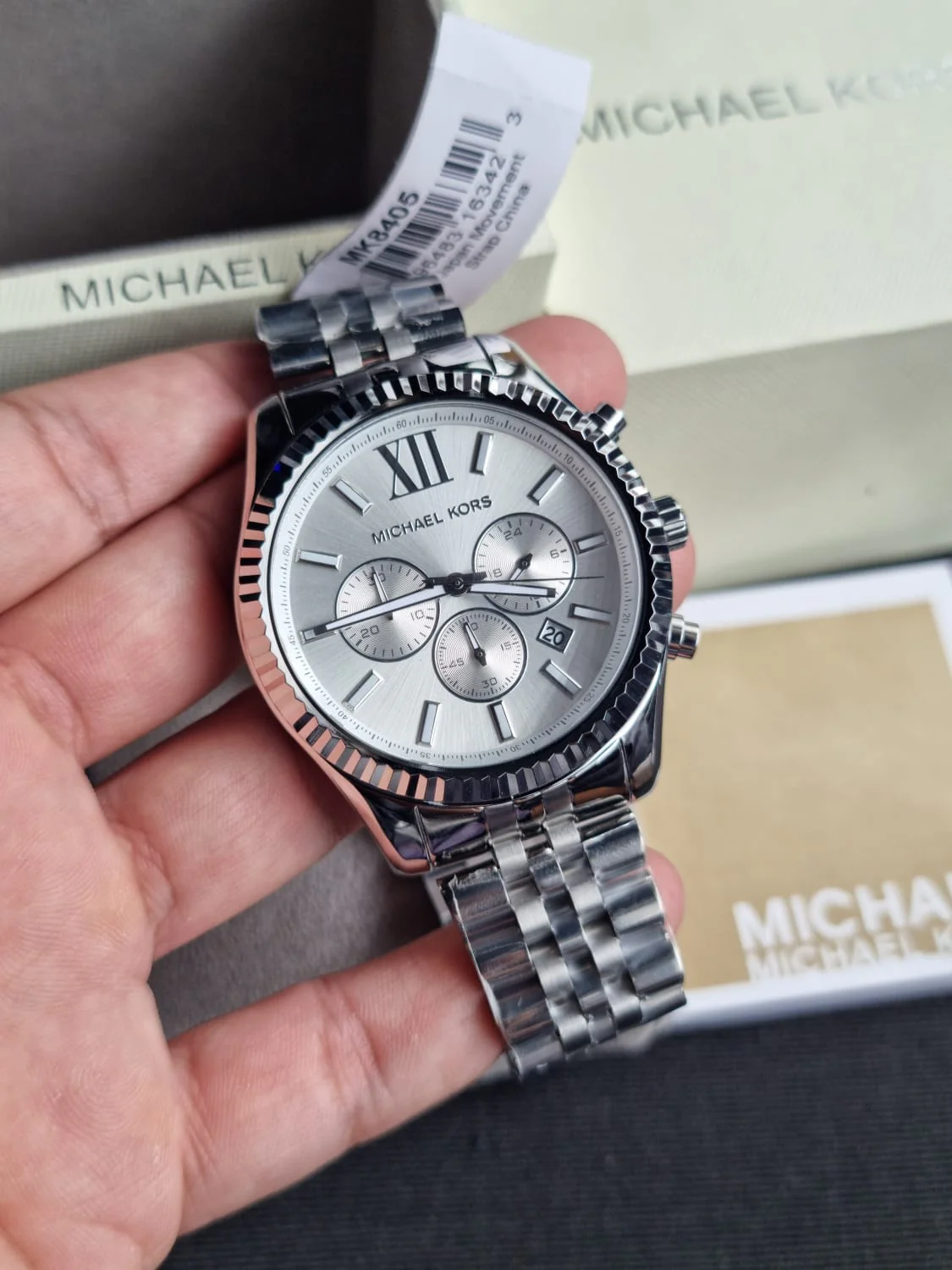 MICHAEL KORS Lexington Chronograph Silver Dial MEN's Watch MK8405 (WITHOUT TAG) - Image 6