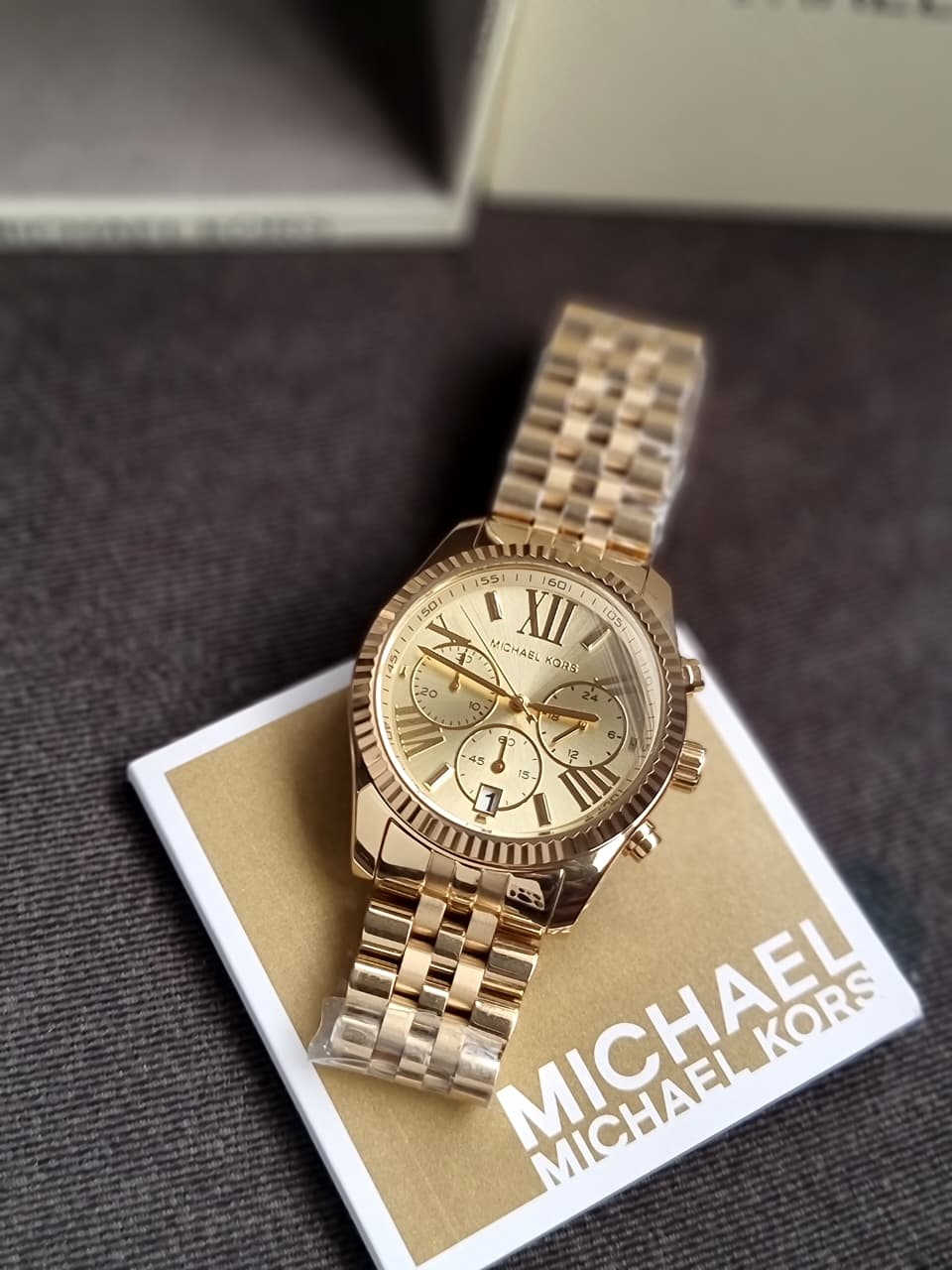 Michael Kors Lexington Gold Stainless Steel Gold Dial Chronograph Quartz Watch for Ladies - MK5556 - Image 2