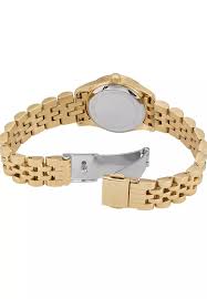 Michael Kors Lexington Three Hand Blue Dial Gold Steel Strap Watch for Women - MK4813 - Image 4