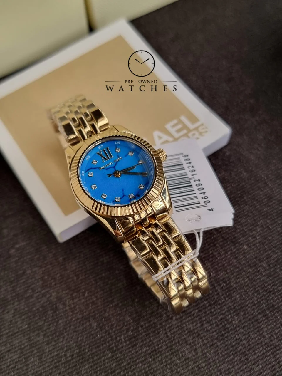 Michael Kors Lexington Three Hand Blue Dial Gold Steel Strap Watch for Women - MK4813 - Image 6