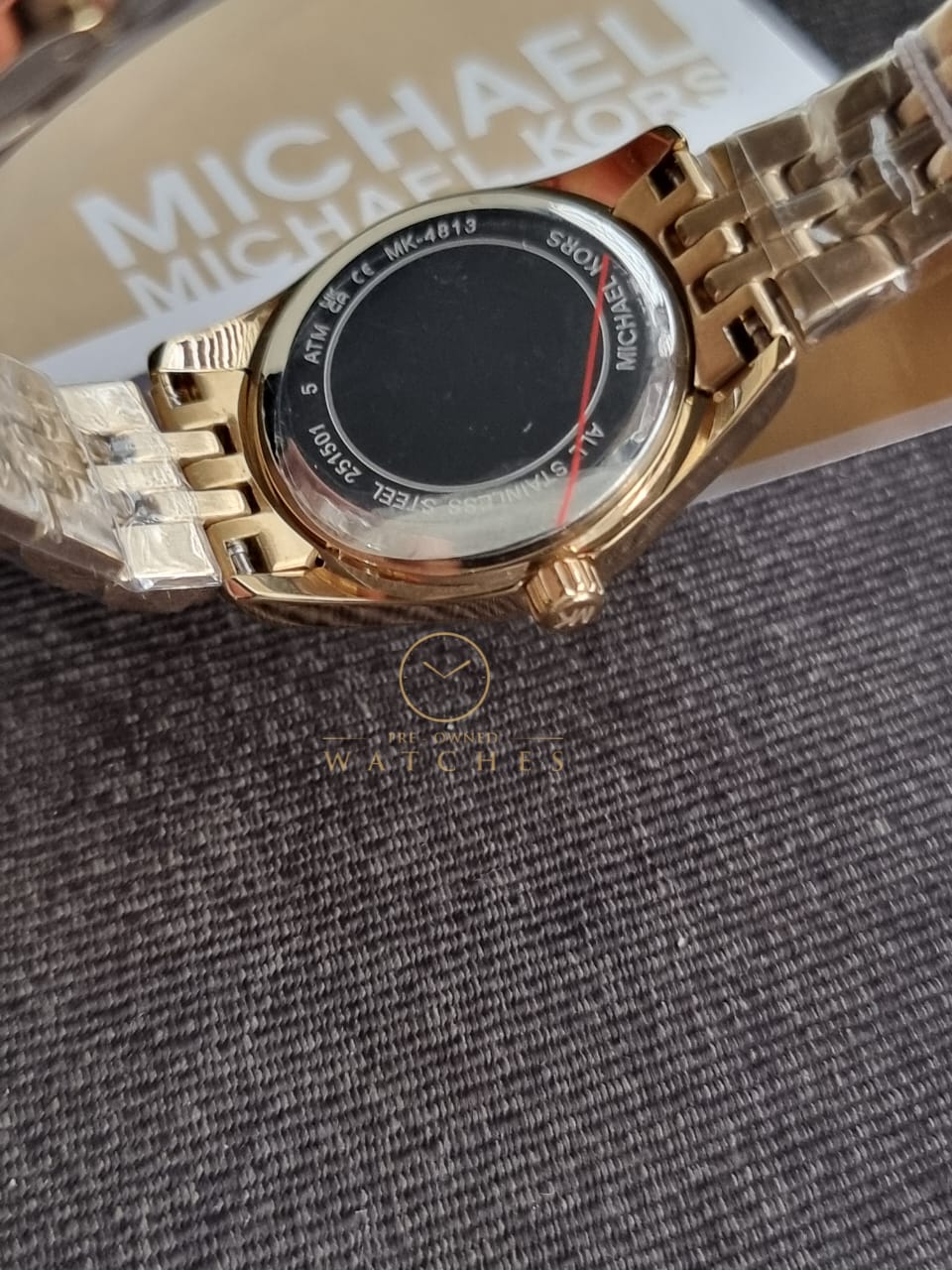 Michael Kors Lexington Three Hand Blue Dial Gold Steel Strap Watch for Women - MK4813 - Image 8