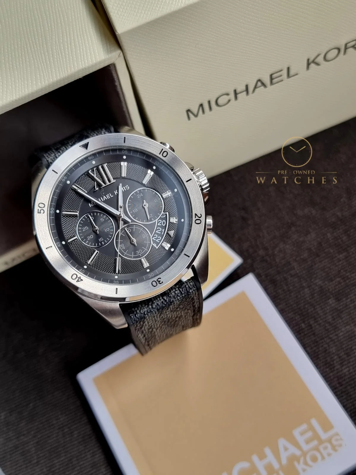 Michael Kors Men’s Quartz Black Silicone & Leather Strap Black Dial 45mm Watch MK8850 - Image 3