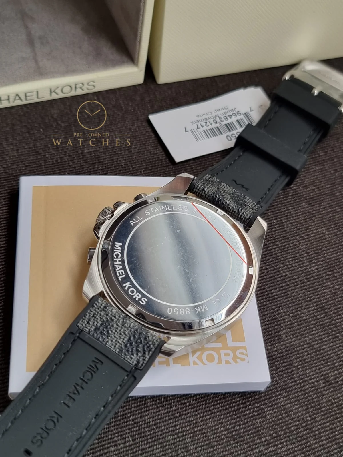 Michael Kors Men’s Quartz Black Silicone & Leather Strap Black Dial 45mm Watch MK8850 - Image 5