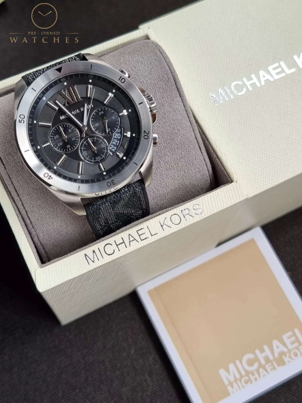 Michael Kors Men’s Quartz Black Silicone & Leather Strap Black Dial 45mm Watch MK8850 - Image 6