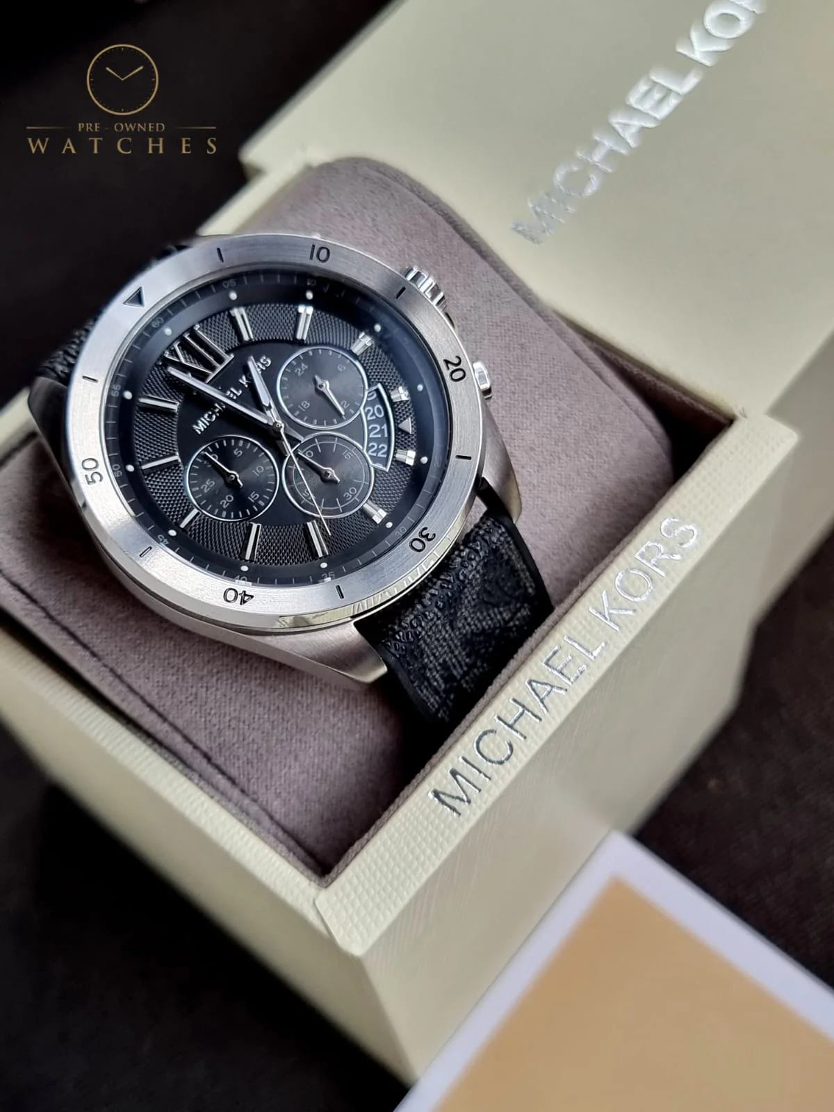 Michael Kors Men’s Quartz Black Silicone & Leather Strap Black Dial 45mm Watch MK8850 - Image 7