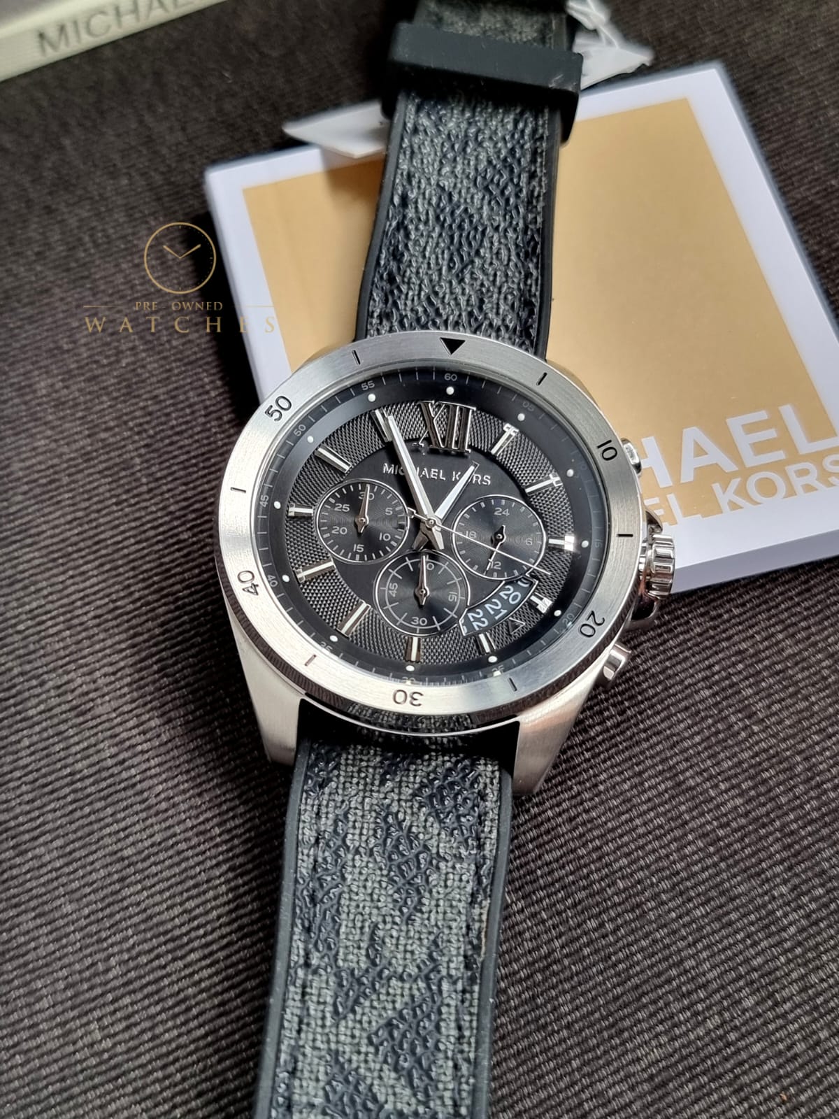 Michael Kors Men’s Quartz Black Silicone & Leather Strap Black Dial 45mm Watch MK8850 - Image 8