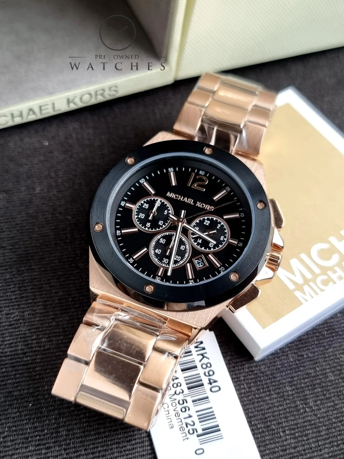 Michael Kors Men’s Quartz Rose Gold Stainless Steel Black Dial 45mm Watch MK8940 - Image 3