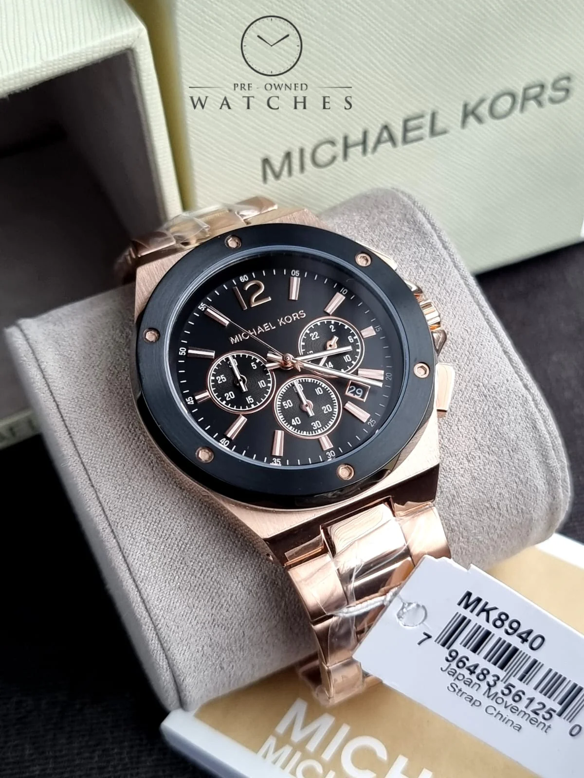 Michael Kors Men’s Quartz Rose Gold Stainless Steel Black Dial 45mm Watch MK8940 - Image 4