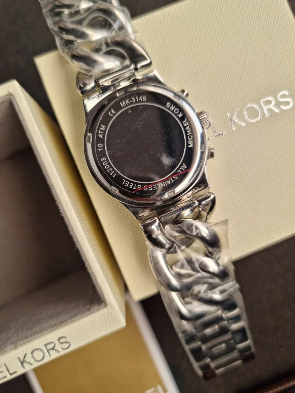 Michael Kors MK3149 Women's Runway Chronograph Twist Chain Steel Bracelet Watch - Image 4