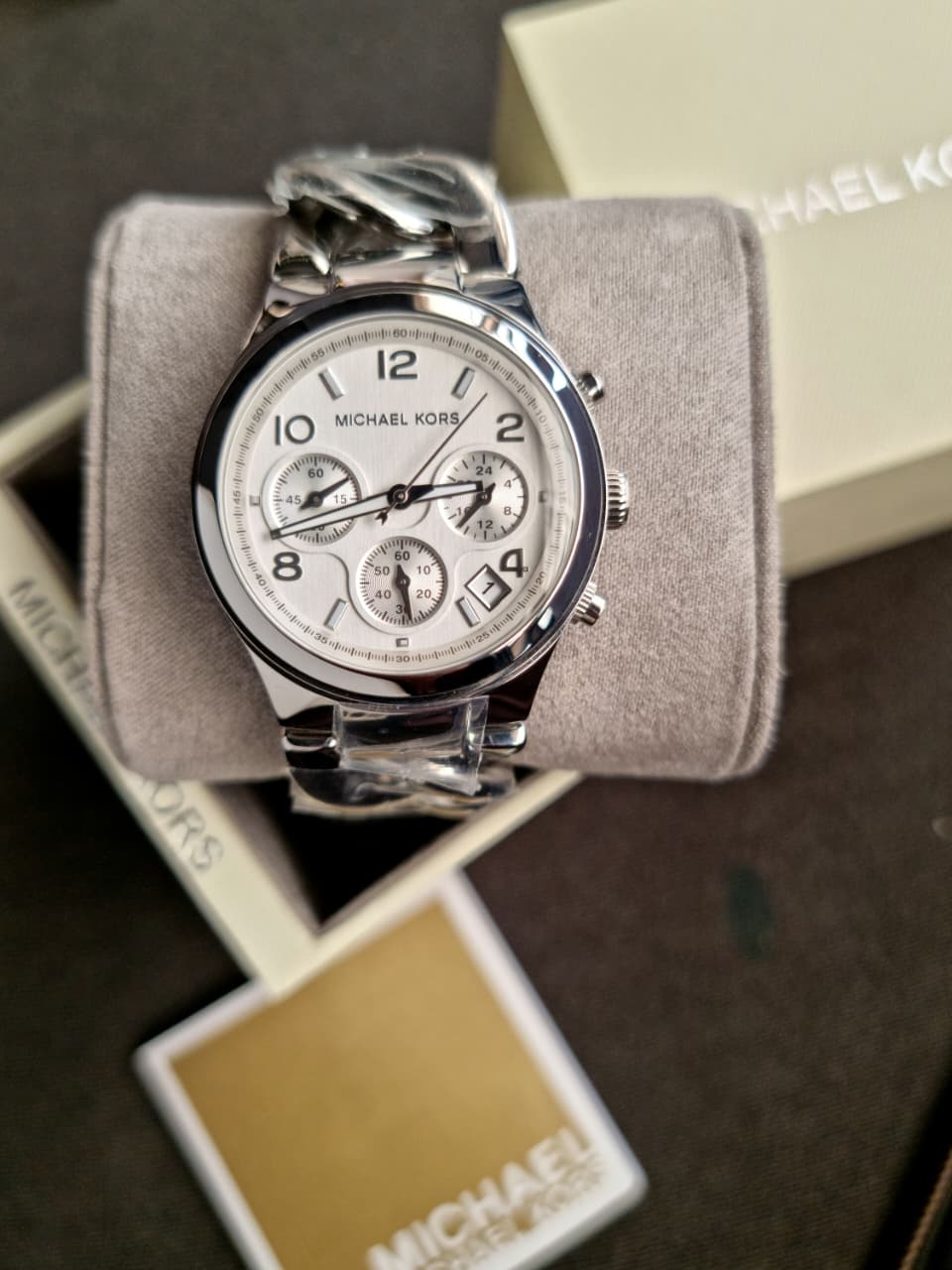 Michael Kors MK3149 Women's Runway Chronograph Twist Chain Steel Bracelet Watch - Image 5