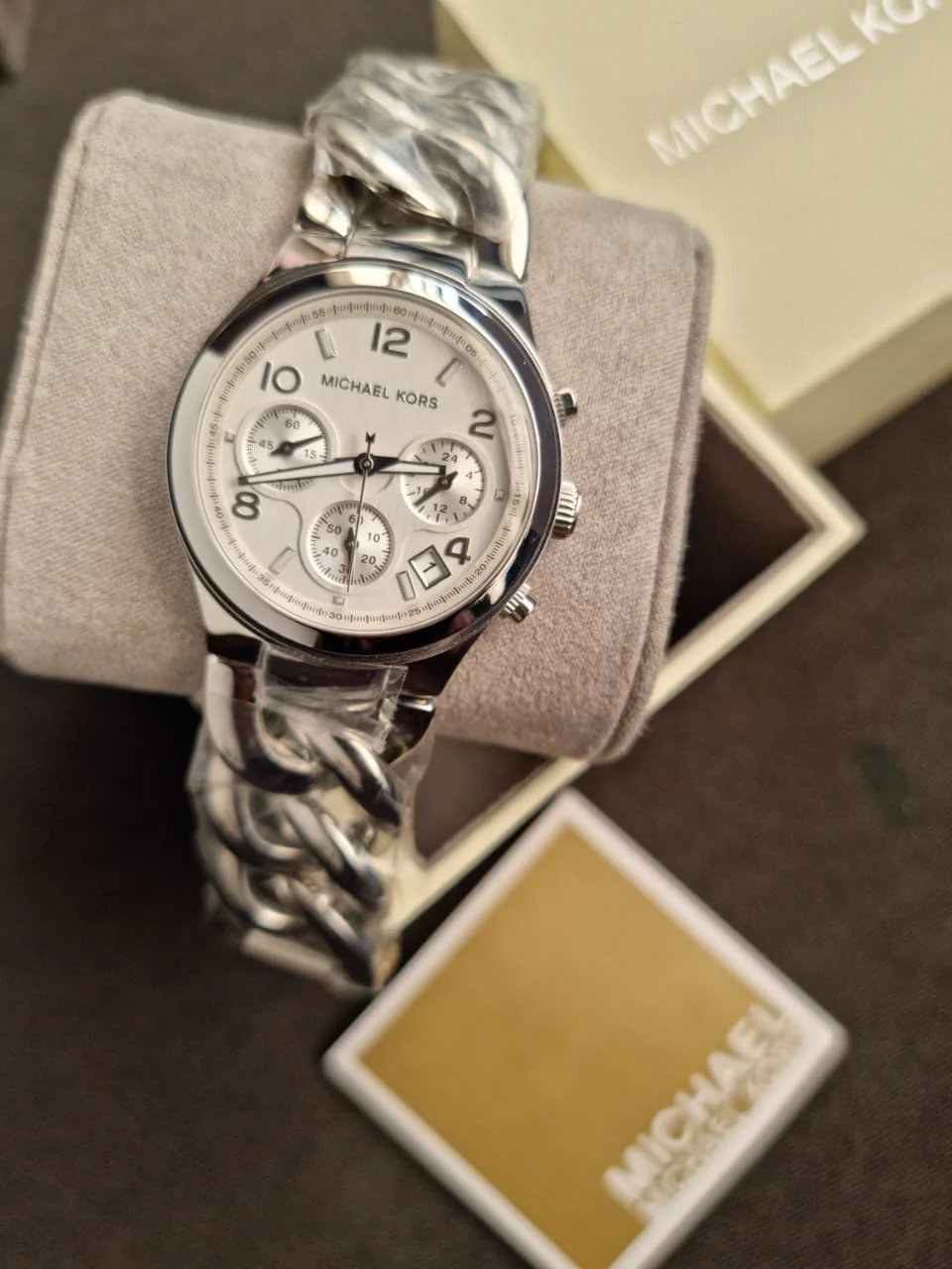 Michael Kors MK3149 Women's Runway Chronograph Twist Chain Steel Bracelet Watch - Image 6