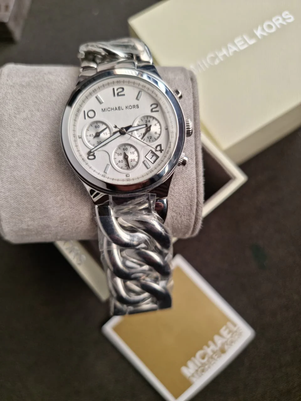 Michael Kors MK3149 Women's Runway Chronograph Twist Chain Steel Bracelet Watch - Image 7