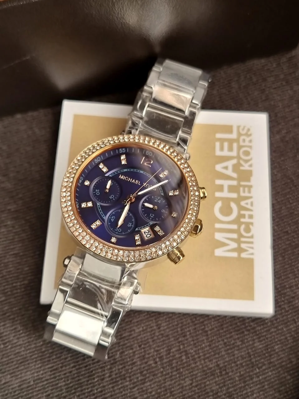 Michael Kors Parker Two-tone Stainless Steel Blue Dial Chronograph Quartz Watch for Ladies - MK-6141 - Image 3