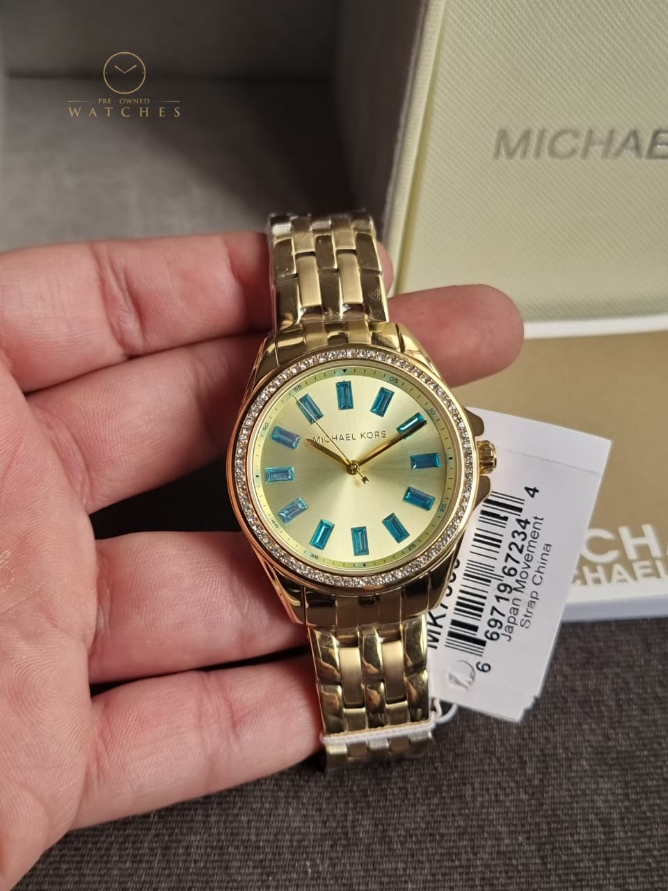 Michael Kors Pilot Pave Gold Stainless Steel Gold Dial Quartz Watch for Ladies - MK7366