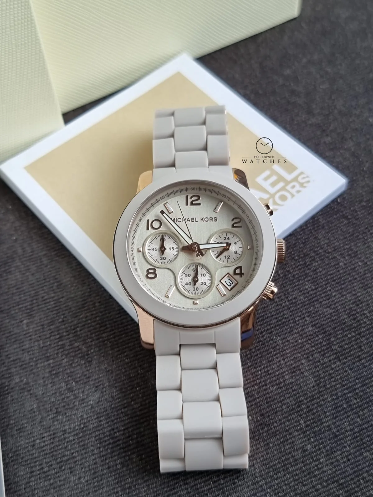 Michael Kors Runway Chronograph Grey Dial Grey Silicone Strap Watch For Women - MK7386 - Image 2