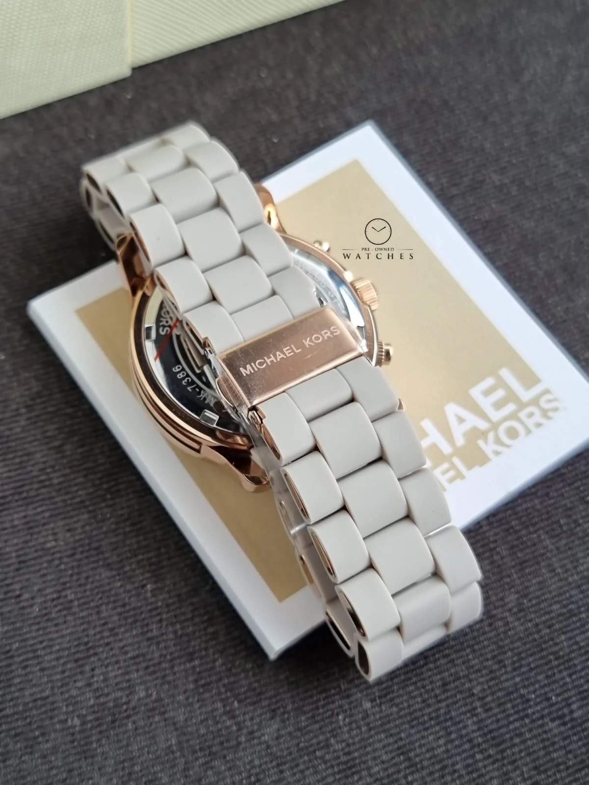 Michael Kors Runway Chronograph Grey Dial Grey Silicone Strap Watch For Women - MK7386 - Image 4