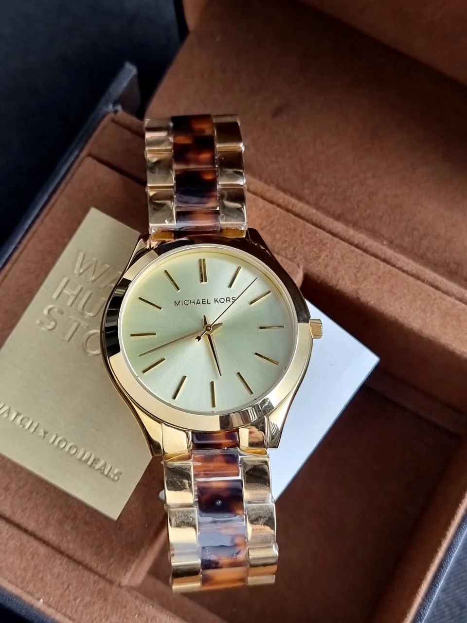 Michael Kors Runway Two-Tone Stainless Steel Tortoise-shell Dial Quartz Watch for Ladies - MK4284