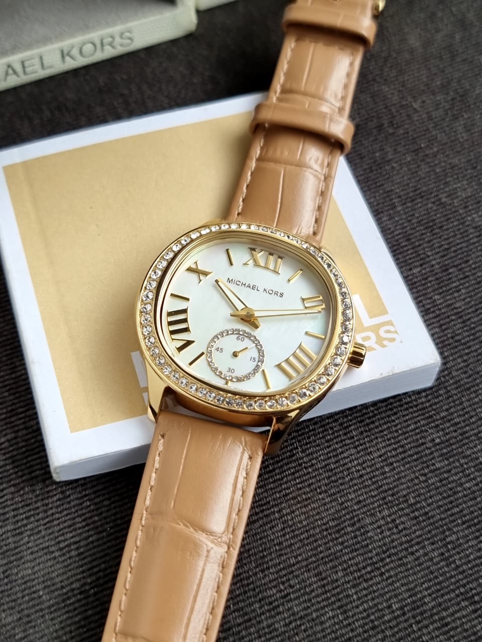 Michael Kors Sage Three-Hand Peanut Croco Embossed Leather Watch mk4819 - Image 2