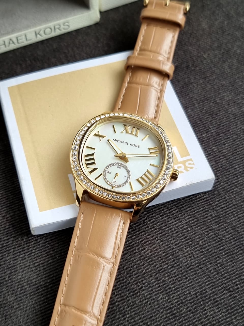 Michael Kors Sage Three-Hand Peanut Croco Embossed Leather Watch mk4819 - Image 3