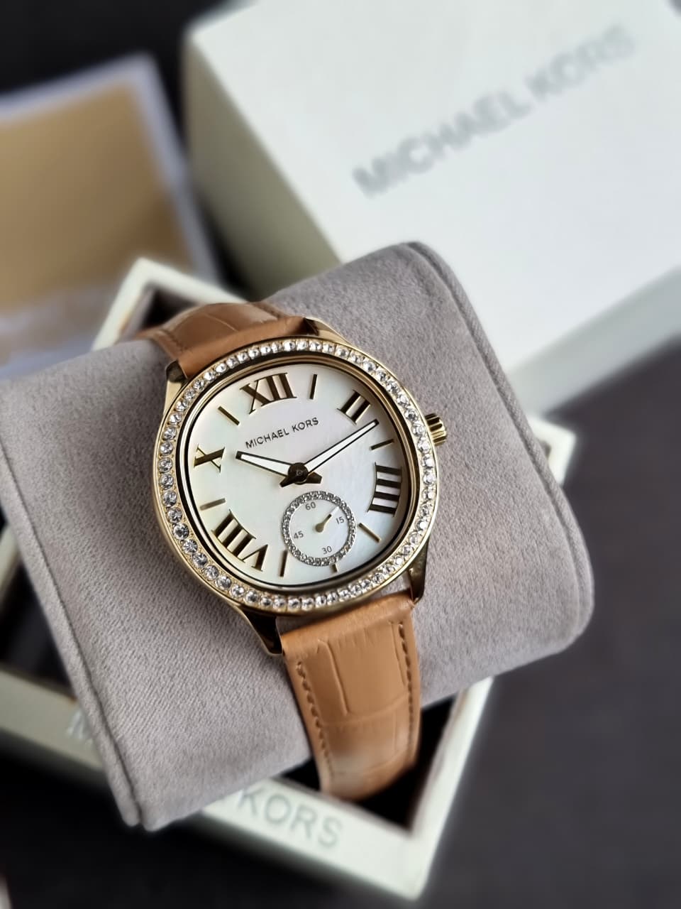 Michael Kors Sage Three-Hand Peanut Croco Embossed Leather Watch mk4819 - Image 4