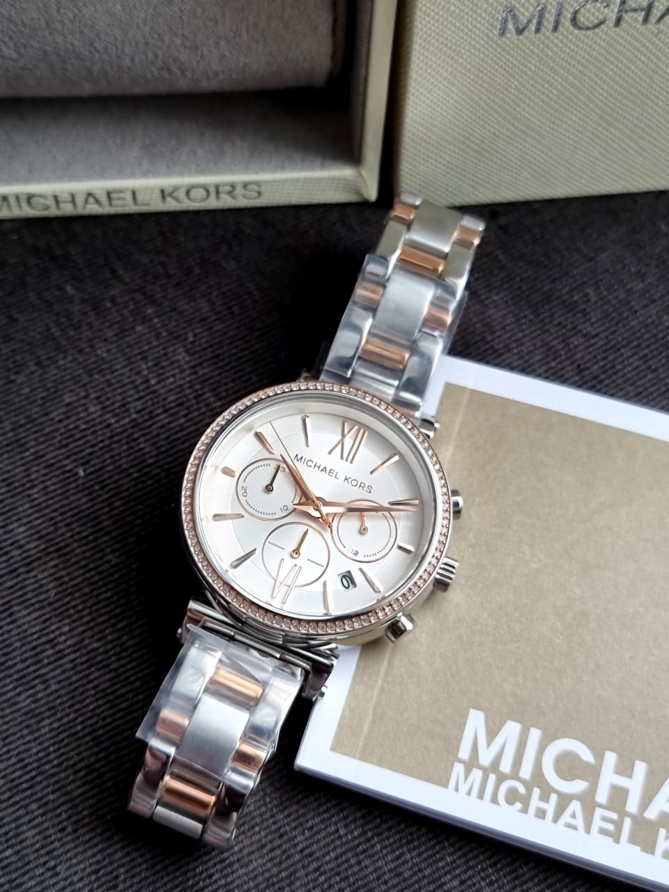 MICHAEL KORS Sofie Chronograph Crystal Silver Dial Ladies Watch MK6558 - Image 3