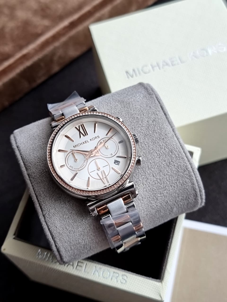 MICHAEL KORS Sofie Chronograph Crystal Silver Dial Ladies Watch MK6558 - Image 5