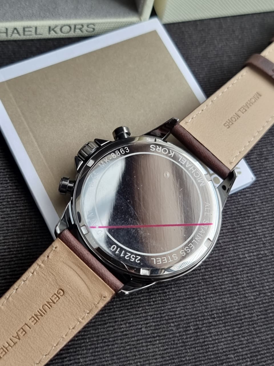 Michael Kors Thompkins Grey Dial Brown Leather Chronograph Quartz Men's Watch 45mm – MK8863 - Image 6