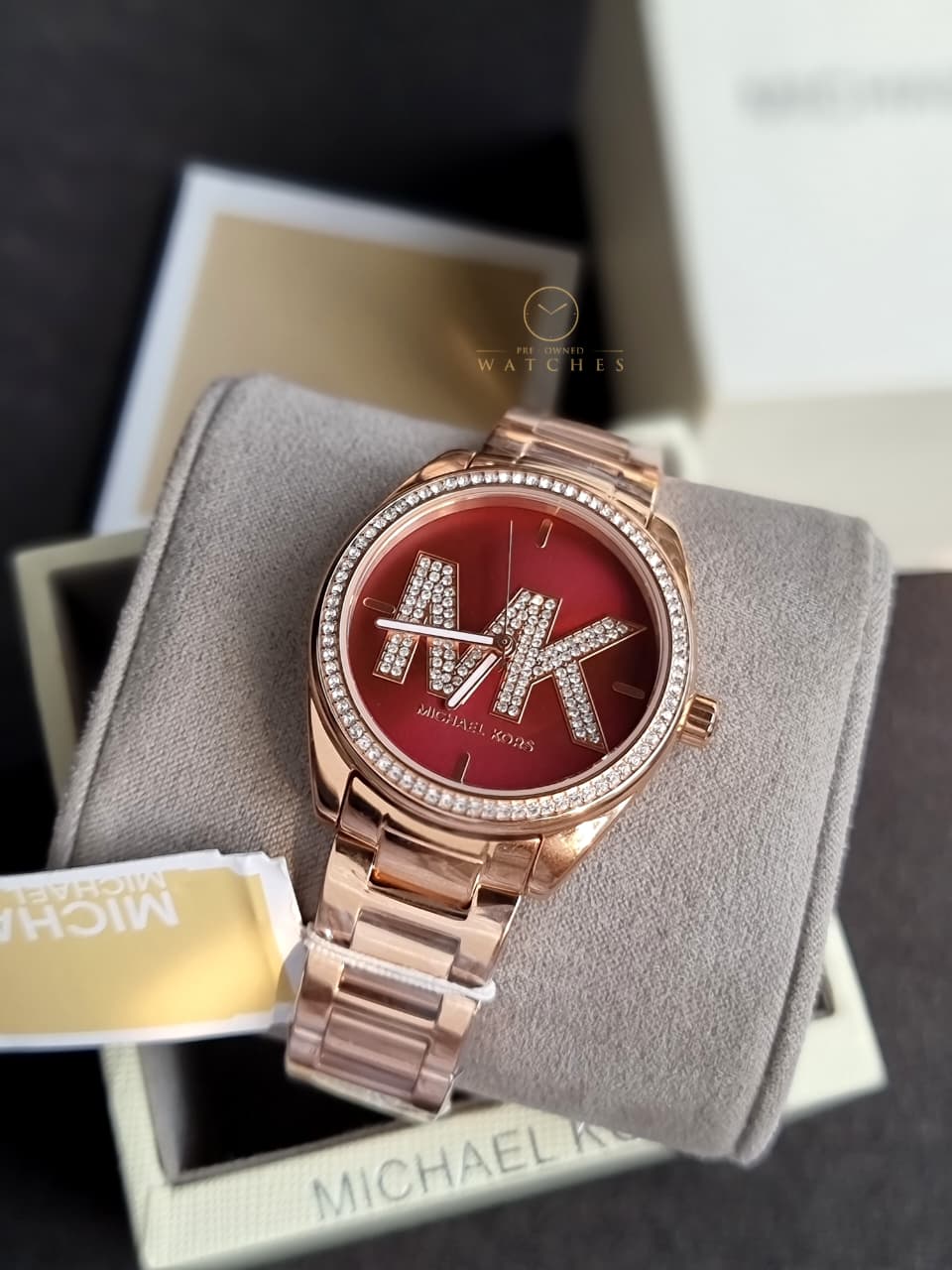 Michael Kors Watch MK7382 Janelle Collection for Women, Rose Gold and Burgundy, Glam - Image 6