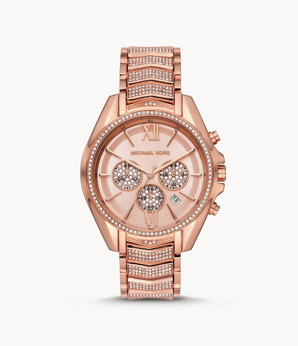 Michael Kors Women’s Chronograph Quartz Stainless Steel Rose Gold Dial 44mm Watch MK6730