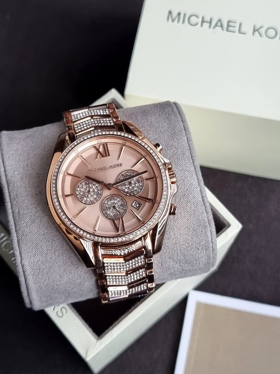 Michael Kors Women’s Chronograph Quartz Stainless Steel Rose Gold Dial 44mm Watch MK6730 - Image 4