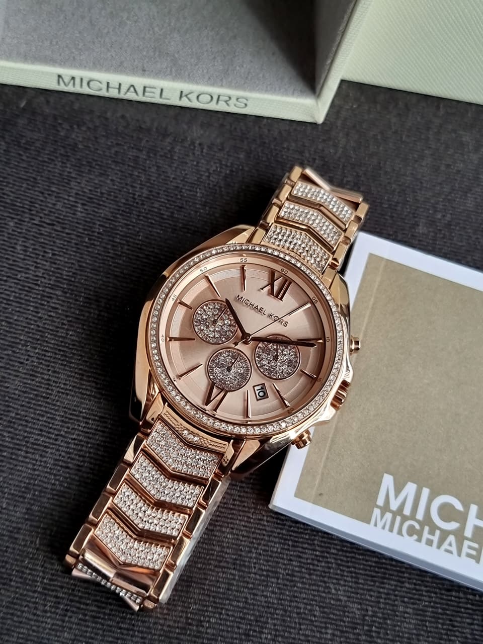 Michael Kors Women’s Chronograph Quartz Stainless Steel Rose Gold Dial 44mm Watch MK6730 - Image 8