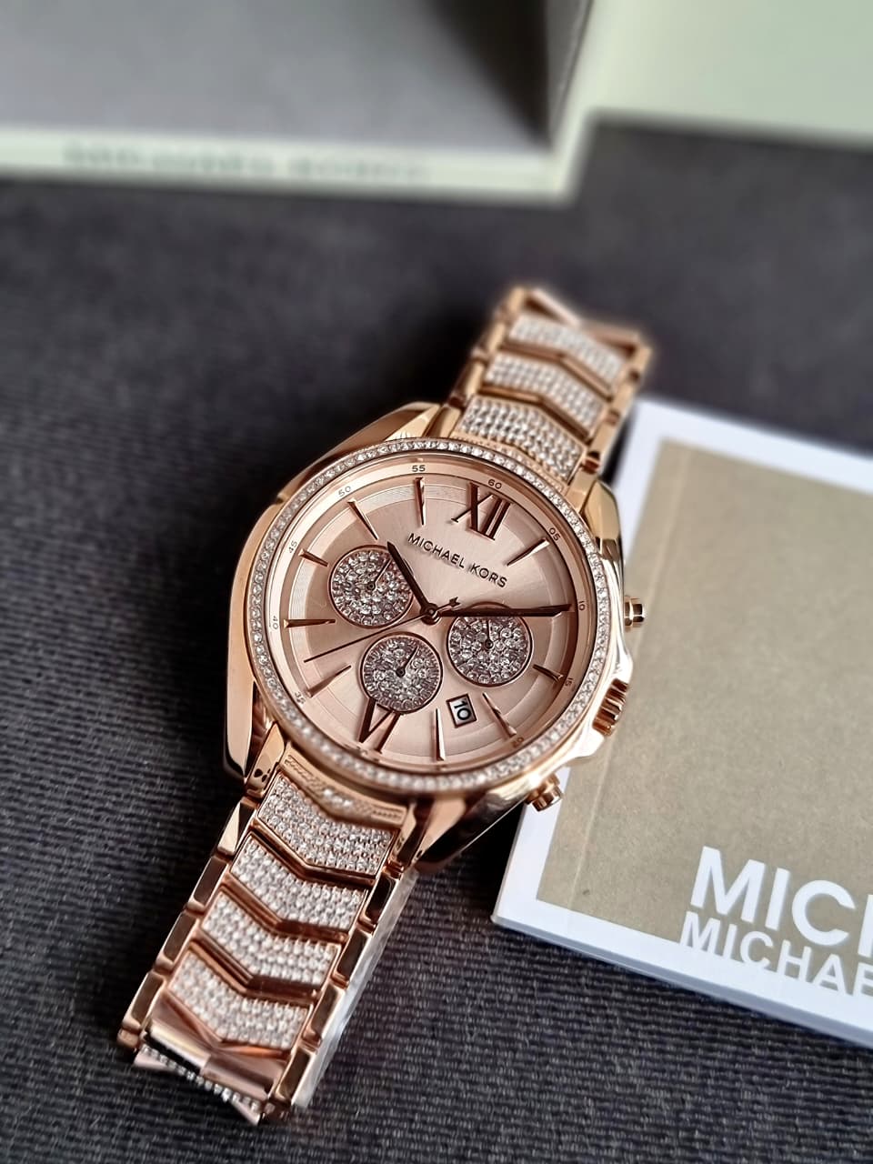 Michael Kors Women’s Chronograph Quartz Stainless Steel Rose Gold Dial 44mm Watch MK6730 - Image 9