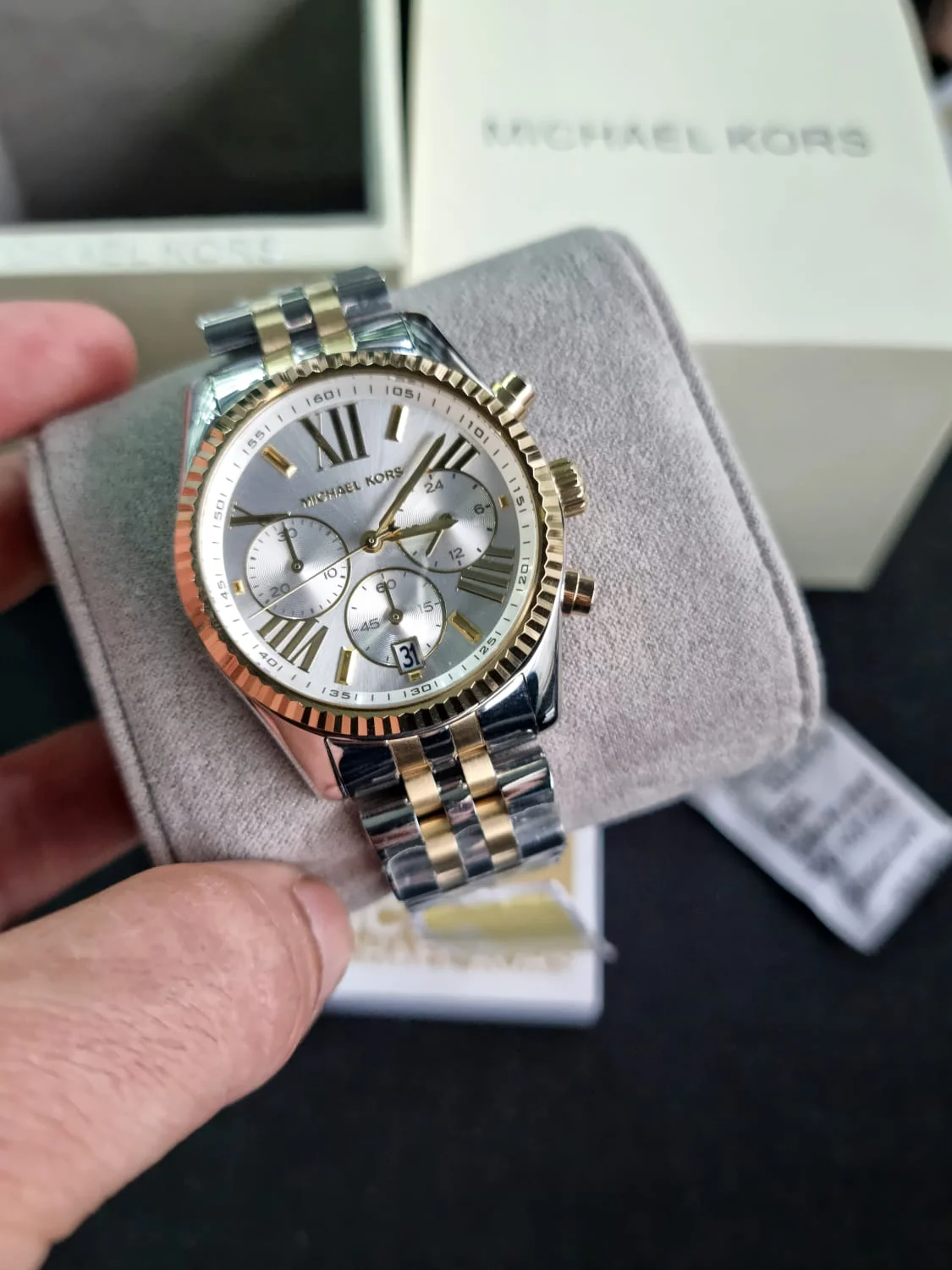 Michael Kors Women’s Chronograph Quartz Two-tone Stainless Steel Silver Dial 38mm Watch MK5955 - Image 4