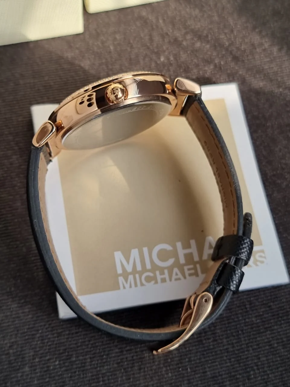 Michael Kors Women’s Quartz Black Leather Strap Rose Gold Dial 39mm Watch MK2376 - Image 4