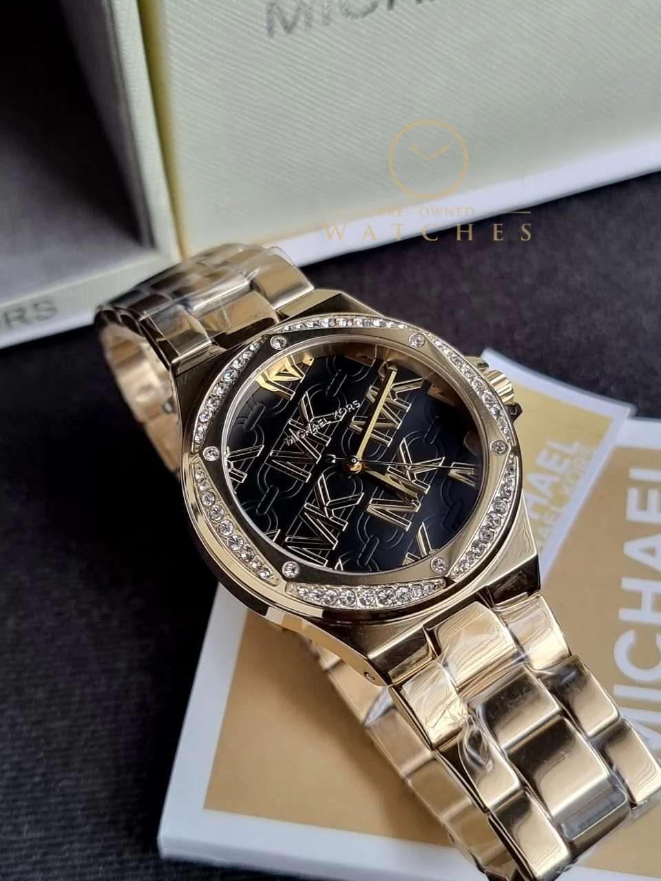 Michael Kors Women’s Quartz Gold Stainless Steel Black Dial 37mm Watch MK7404 - Image 3