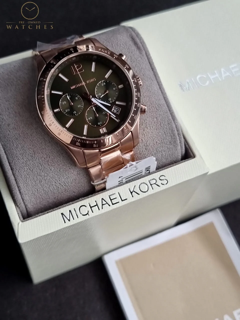 Michael Kors Women’s Quartz Rose Gold Stainless Steel Green Dial 40mm Watch MK7412 - Image 2